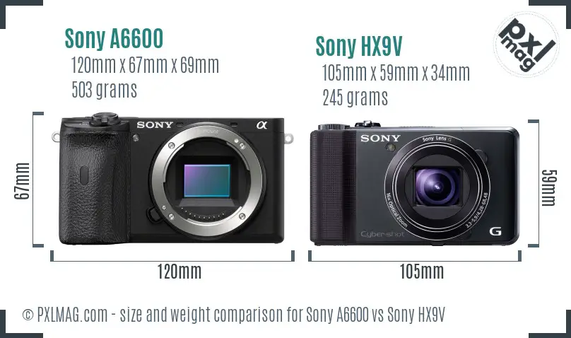 Sony A6600 vs Sony HX9V size comparison