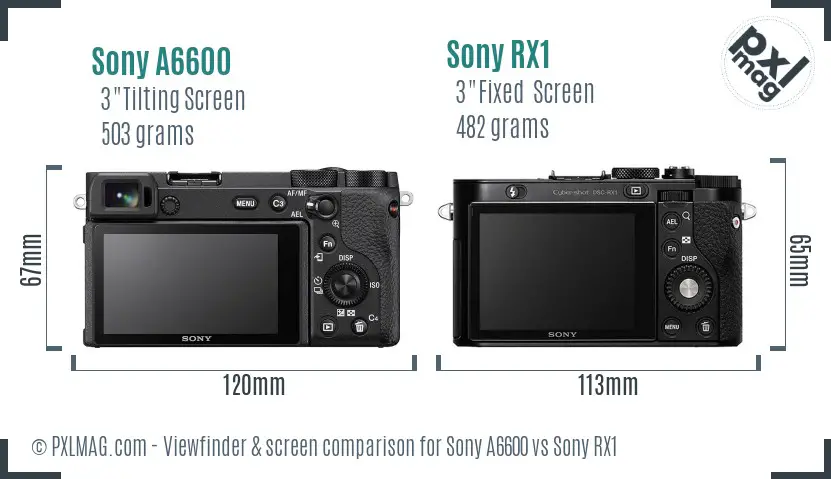 Sony A6600 vs Sony RX1 Screen and Viewfinder comparison