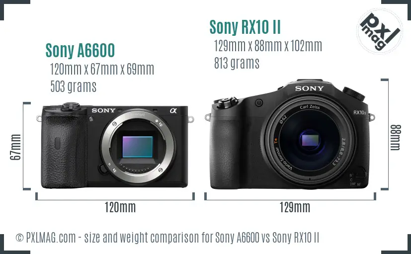 Sony A6600 vs Sony RX10 II size comparison