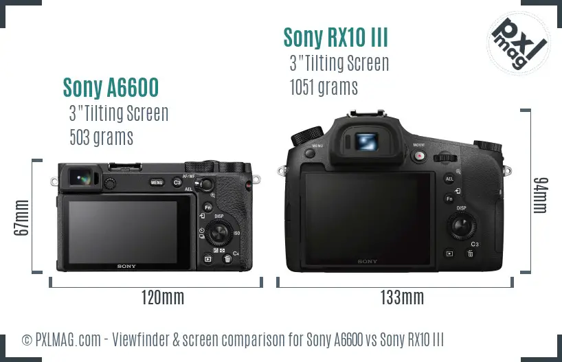 Sony A6600 vs Sony RX10 III Screen and Viewfinder comparison