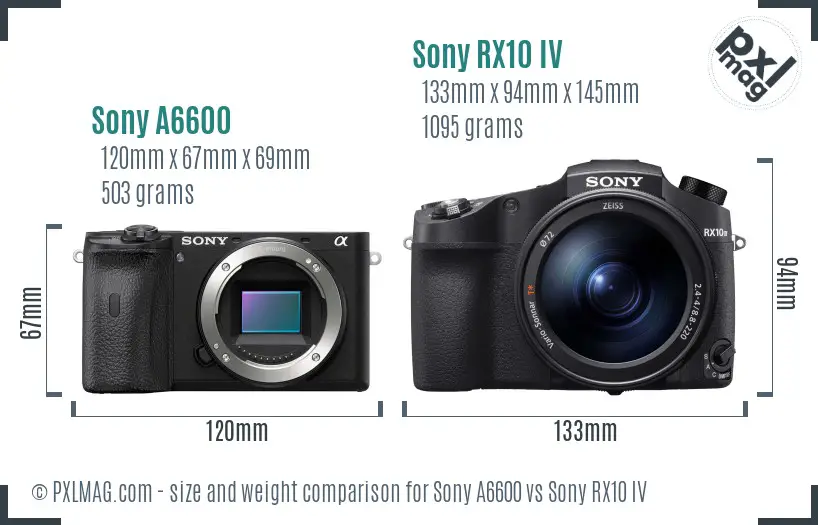 Sony A6600 vs Sony RX10 IV size comparison