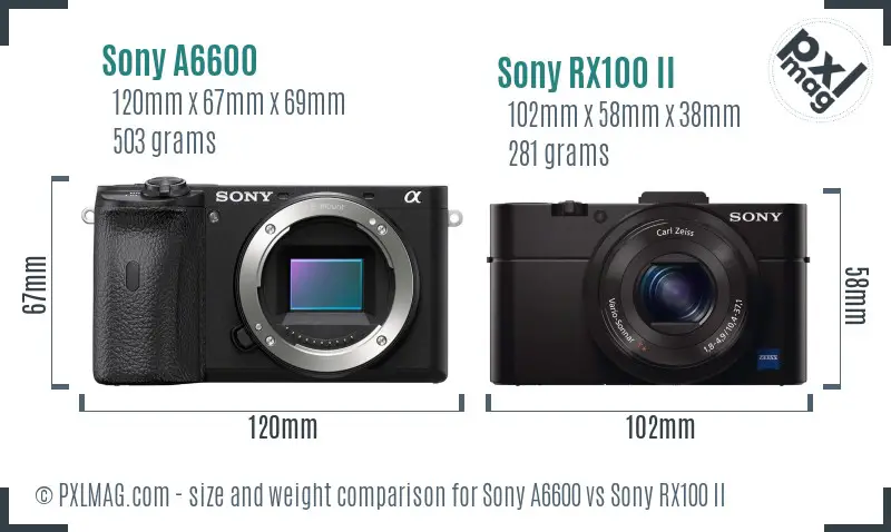 Sony A6600 vs Sony RX100 II size comparison