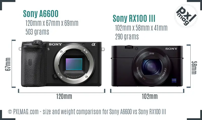 Sony A6600 vs Sony RX100 III size comparison