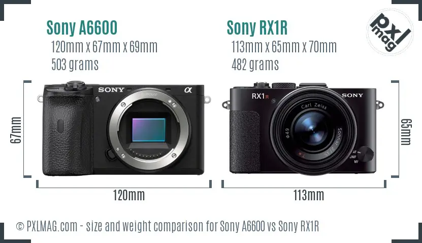Sony A6600 vs Sony RX1R size comparison