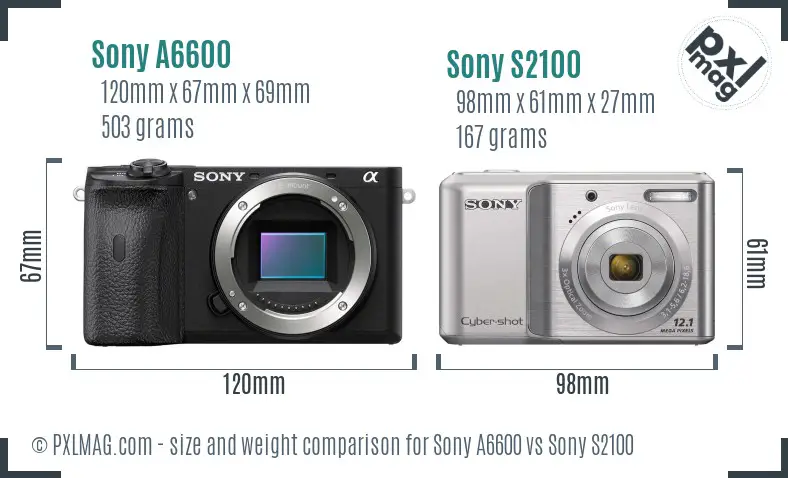 Sony A6600 vs Sony S2100 size comparison