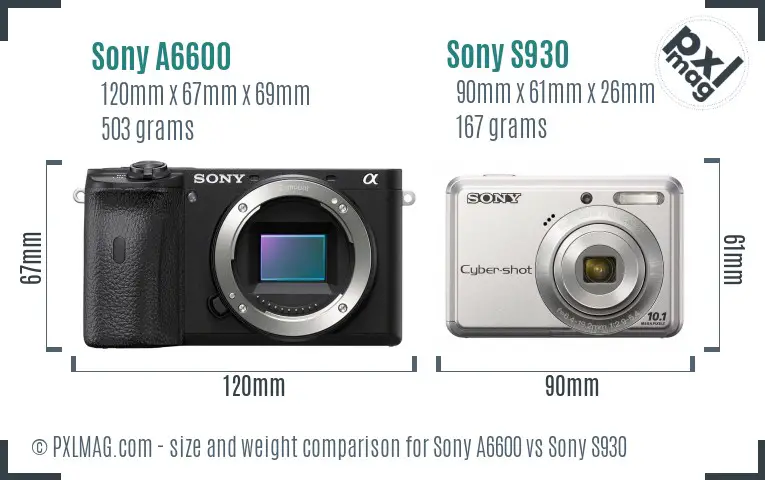 Sony A6600 vs Sony S930 size comparison