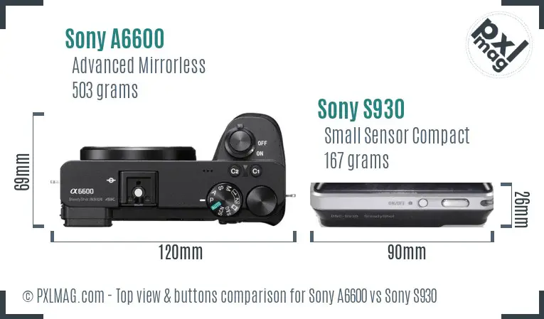 Sony A6600 vs Sony S930 top view buttons comparison