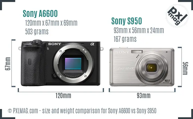 Sony A6600 vs Sony S950 size comparison