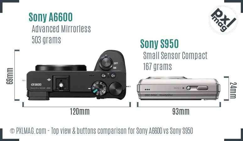 Sony A6600 vs Sony S950 top view buttons comparison