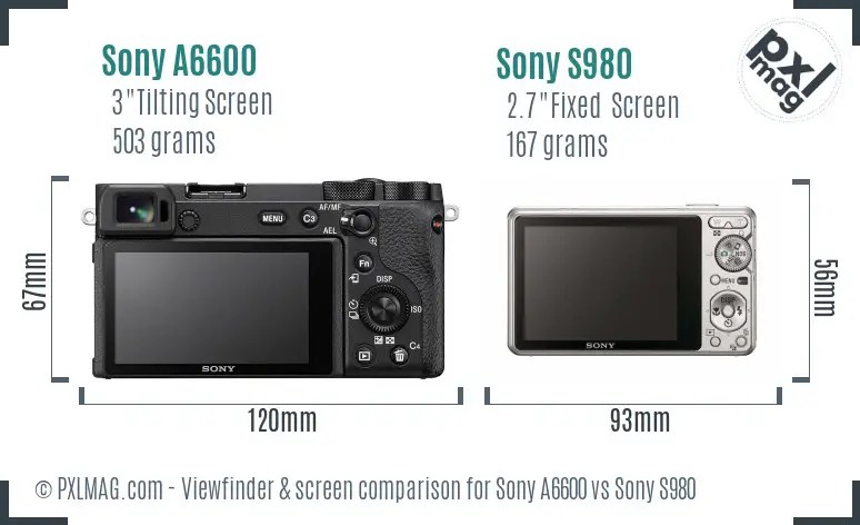Sony A6600 vs Sony S980 Screen and Viewfinder comparison