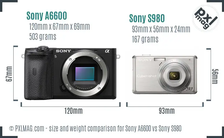 Sony A6600 vs Sony S980 size comparison