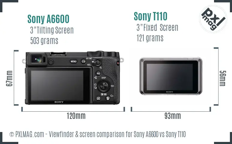 Sony A6600 vs Sony T110 Screen and Viewfinder comparison