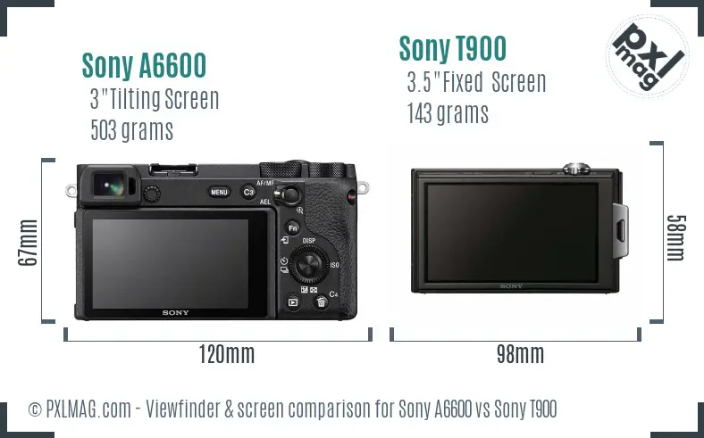 Sony A6600 vs Sony T900 Screen and Viewfinder comparison