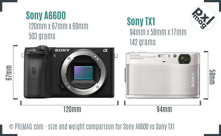 Sony A6600 vs Sony TX1 size comparison