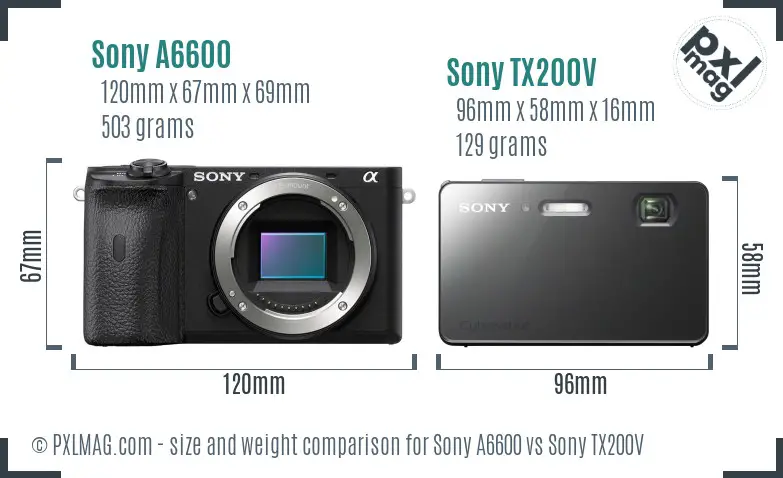 Sony A6600 vs Sony TX200V size comparison