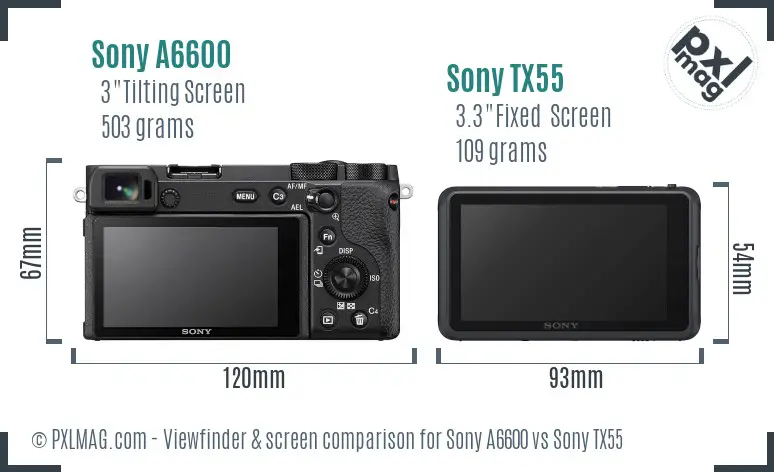 Sony A6600 vs Sony TX55 Screen and Viewfinder comparison