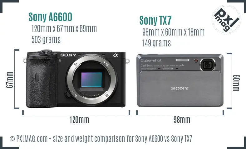 Sony A6600 vs Sony TX7 size comparison