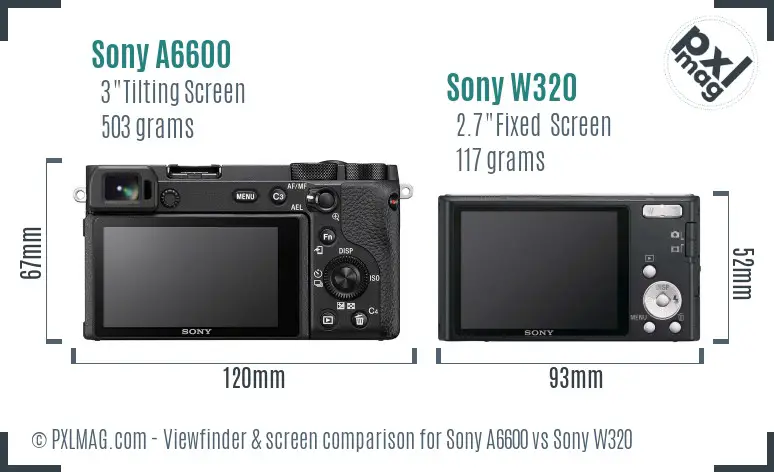 Sony A6600 vs Sony W320 Screen and Viewfinder comparison