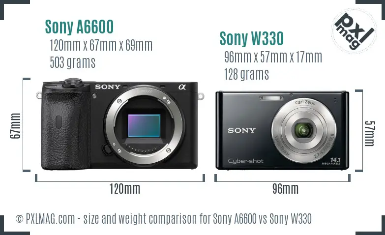 Sony A6600 vs Sony W330 size comparison