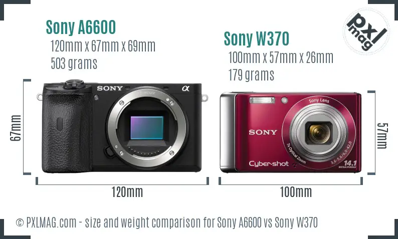 Sony A6600 vs Sony W370 size comparison