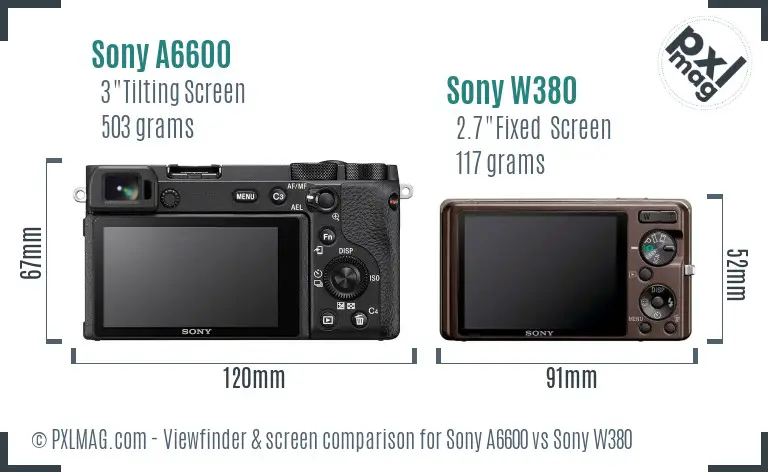 Sony A6600 vs Sony W380 Screen and Viewfinder comparison