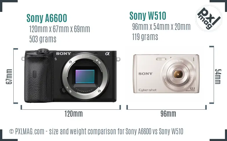 Sony A6600 vs Sony W510 size comparison