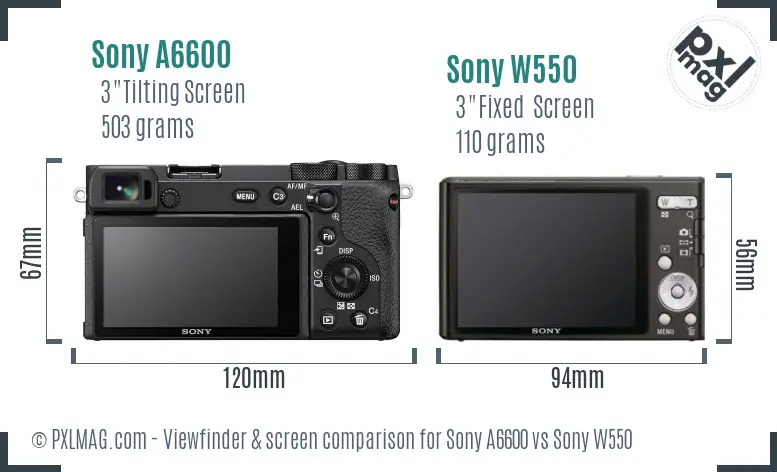 Sony A6600 vs Sony W550 Screen and Viewfinder comparison