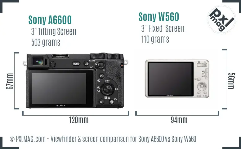 Sony A6600 vs Sony W560 Screen and Viewfinder comparison