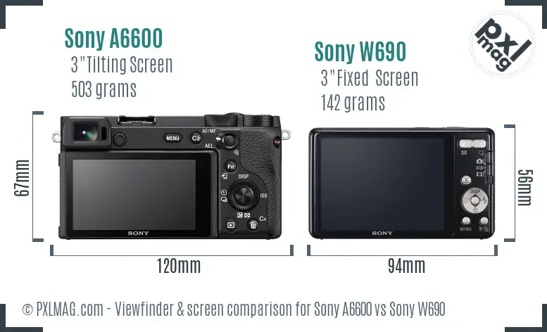 Sony A6600 vs Sony W690 Screen and Viewfinder comparison