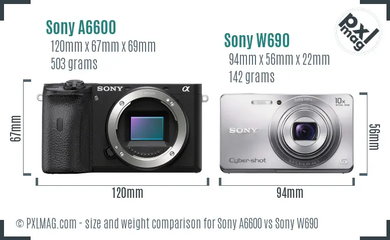 Sony A6600 vs Sony W690 size comparison