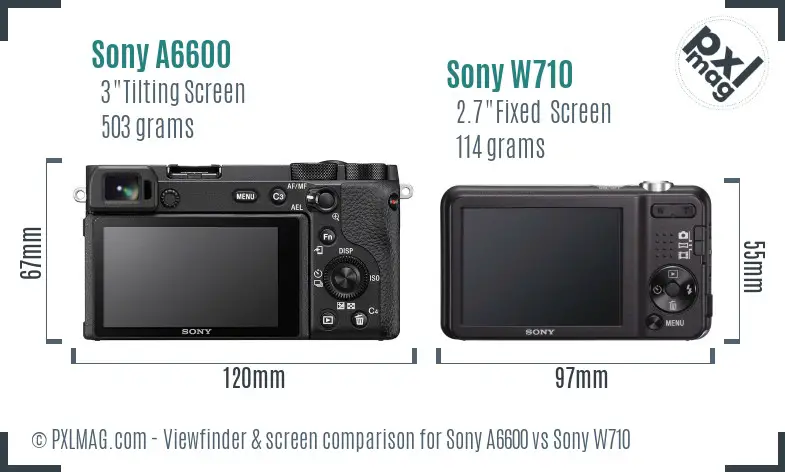 Sony A6600 vs Sony W710 Screen and Viewfinder comparison