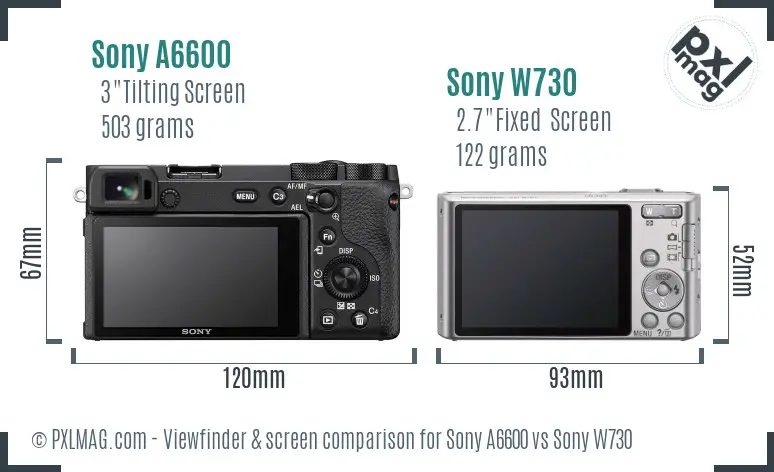 Sony A6600 vs Sony W730 Screen and Viewfinder comparison