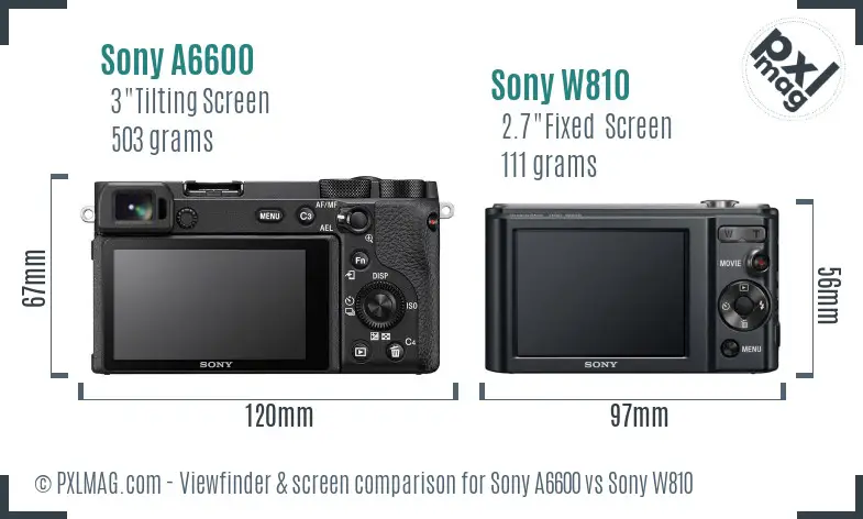 Sony A6600 vs Sony W810 Screen and Viewfinder comparison