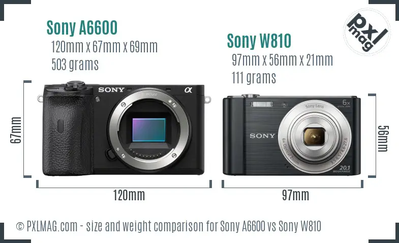 Sony A6600 vs Sony W810 size comparison