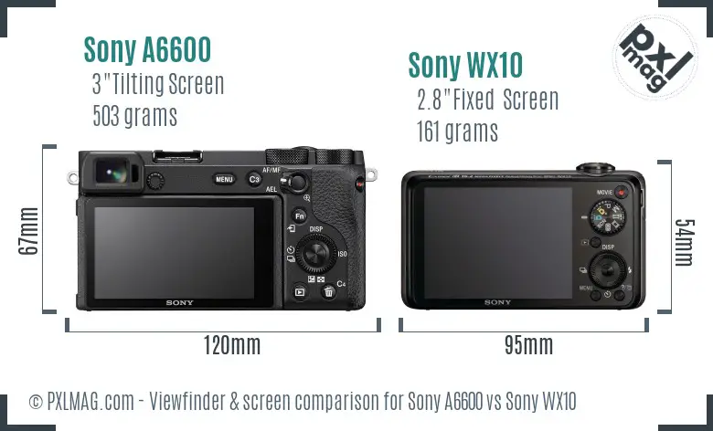 Sony A6600 vs Sony WX10 Screen and Viewfinder comparison
