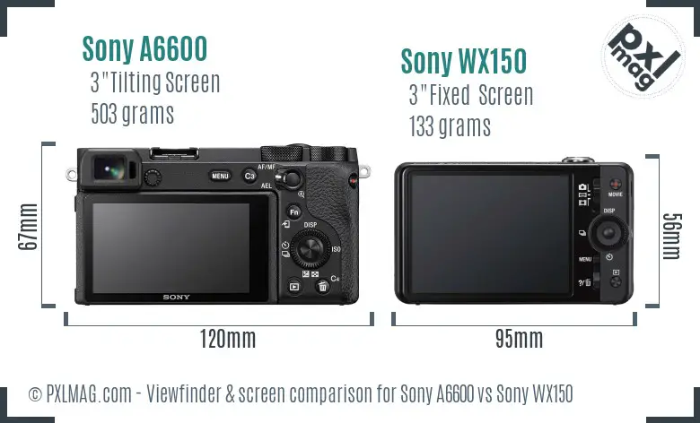 Sony A6600 vs Sony WX150 Screen and Viewfinder comparison