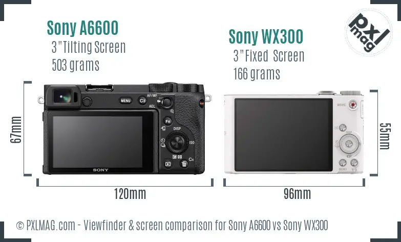 Sony A6600 vs Sony WX300 Screen and Viewfinder comparison