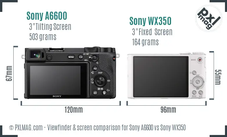 Sony A6600 vs Sony WX350 Screen and Viewfinder comparison