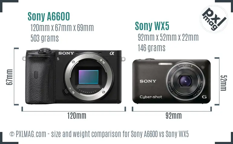 Sony A6600 vs Sony WX5 size comparison