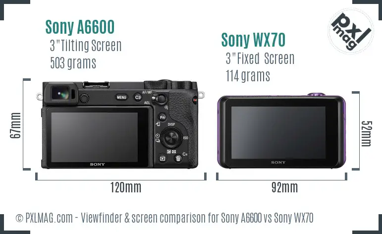 Sony A6600 vs Sony WX70 Screen and Viewfinder comparison