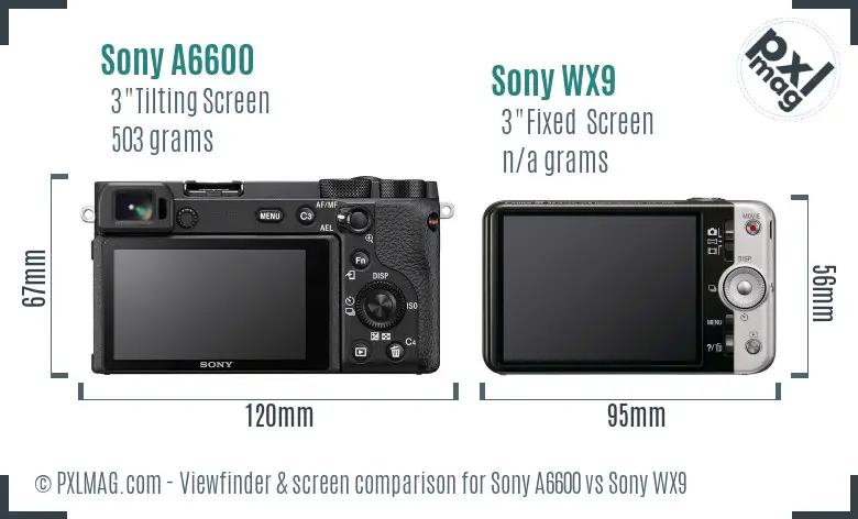 Sony A6600 vs Sony WX9 Screen and Viewfinder comparison