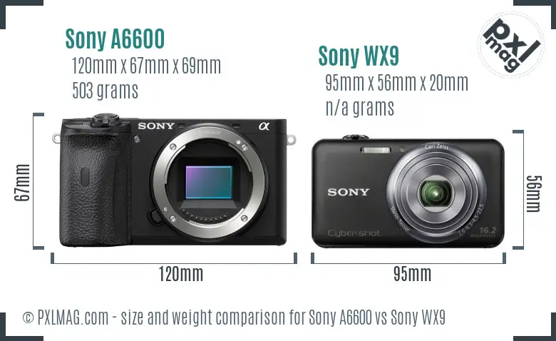 Sony A6600 vs Sony WX9 size comparison