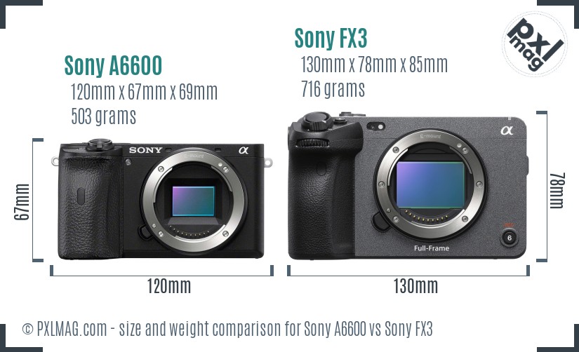 Sony A6600 vs Sony FX3 size comparison Sony A6600 vs Sony FX3 size comparison