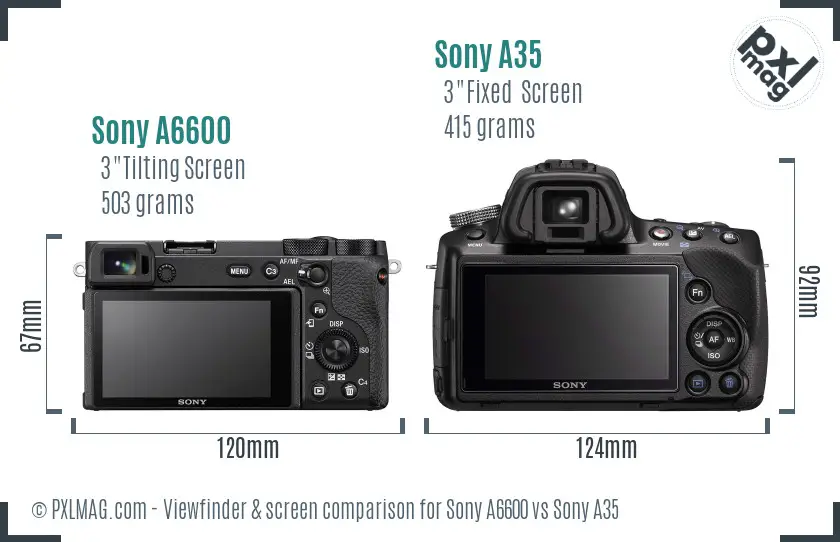 Sony A6600 vs Sony A35 Screen and Viewfinder comparison