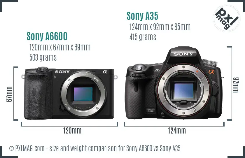Sony A6600 vs Sony A35 size comparison
