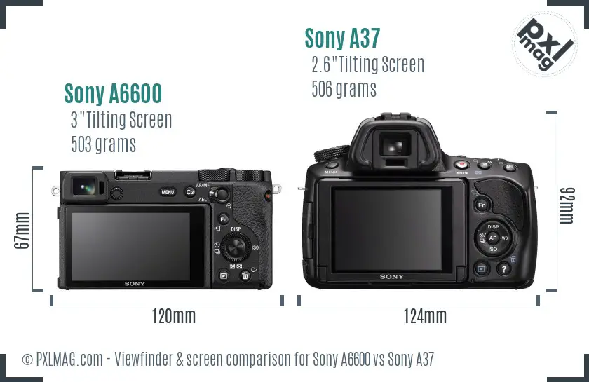 Sony A6600 vs Sony A37 Screen and Viewfinder comparison