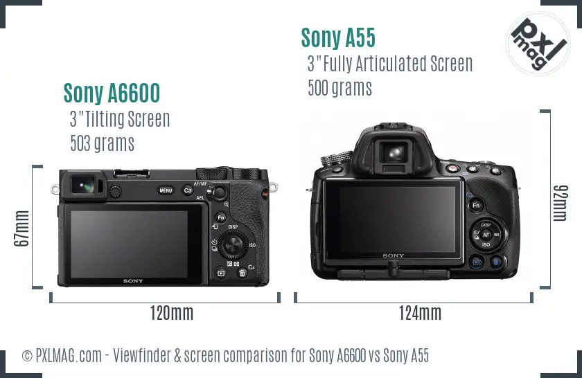 Sony A6600 vs Sony A55 Screen and Viewfinder comparison