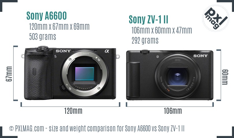 Sony A6600 vs Sony ZV-1 II size comparison