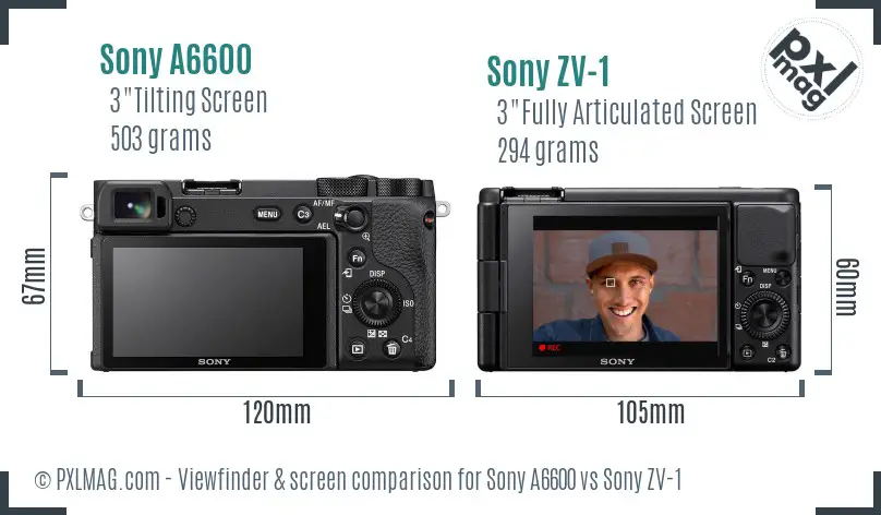 Sony A6600 vs Sony ZV-1 Screen and Viewfinder comparison