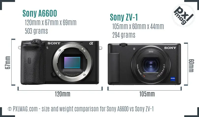 Sony A6600 vs Sony ZV-1 size comparison